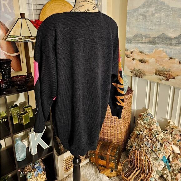 Vtg I.B Diffusion Sweater 90's Bold Retro Geometric Print Embellished Rhinestone - Picture 7 of 15